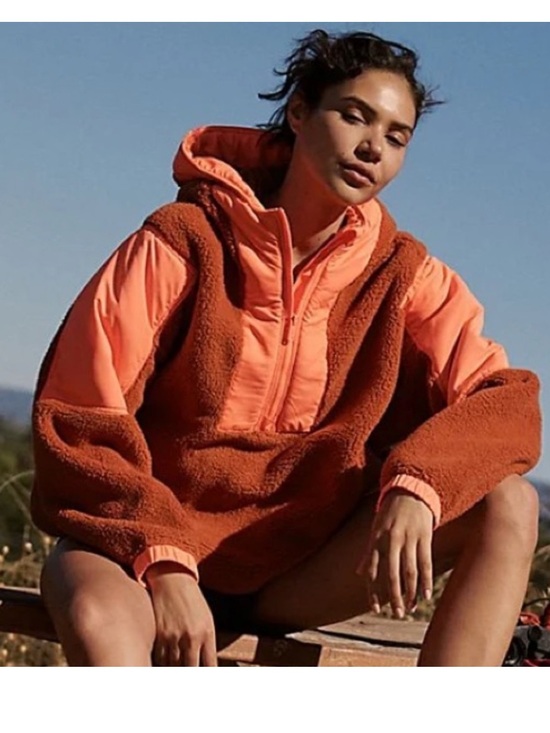 FP Movement by Free People Jackets & Blazers - FP MOVEMENT Lead The Pack Teddy Pullover Neon Coral Toasted Coconut